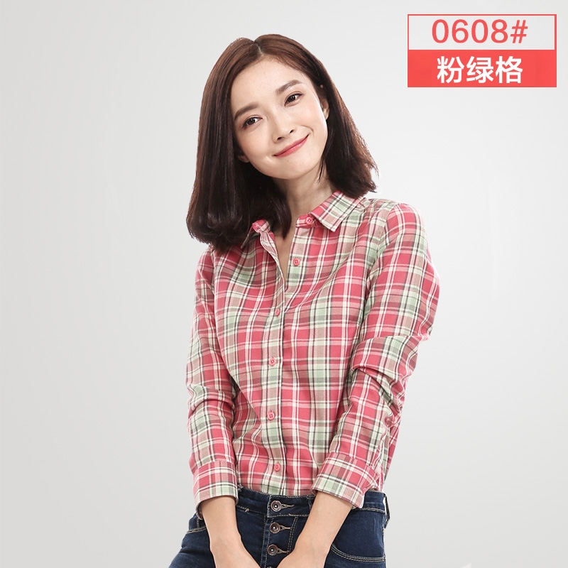 2019新款春秋磨毛格子长袖衬衫女修身衬衣时尚韩版潮女装经典百搭在类目 女装/女士精品, 衬衫中 - 来自Buy2taobao.com提供专业的淘宝代购服务