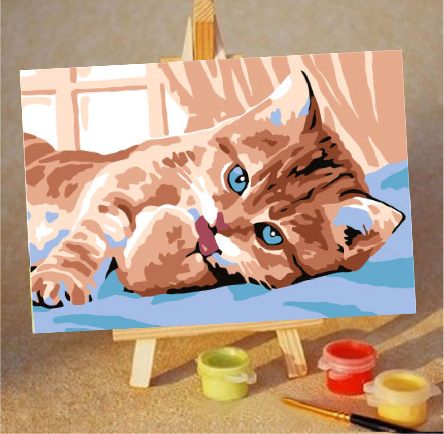 diy数字油画儿童 猫咪填色画卡通动漫