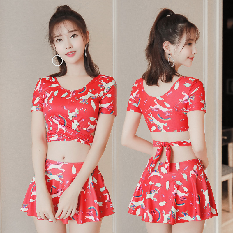 分体泳衣女保守学生小清新韩国温泉小胸裙式显瘦平角带袖游泳衣女|ruв категории движение/йога/фитнес/фанаты товаров, плавание, разделить купальник - от Buy2taobao.com для оказания профессиональной услуги покупки агента Taobao