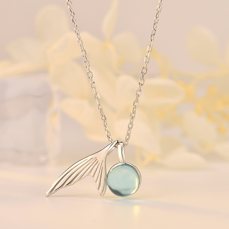 Same item fresh the republic of korea Necklace Sen family Mermaid foam Highland gemstone Fish tail 925 Silver collarbonein the Accessories/Fashion Jewelry, Necklace category - from Buy2taobao.com to provide professional Taobao agent buy service