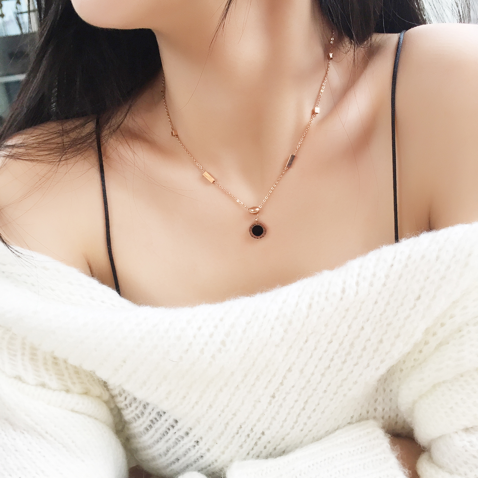 钛钢罗马项链女潮韩版网红简约气质百搭脖颈饰品小众锁骨链不掉色在类目 饰品/流行首饰/时尚饰品新, 项链中 - 来自Buy2taobao.com提供专业的淘宝代购服务