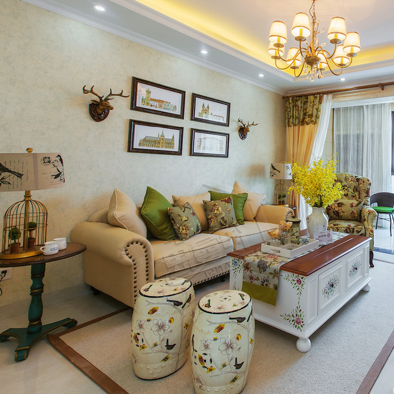 Mediterranean style sofa Countryside American country Fabric art sofa a living room Ready Modern minimalist leisure timein the Residential furniture , Sofa , Sofa category - from Buy2taobao.com to provide professional Taobao agent buy service