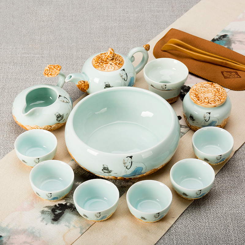 ronkin 日式功夫茶具套装陶瓷整套石釉纹喝茶茶具家用泡茶壶在类目 餐饮具, 茶具, 功夫茶具中 - 来自Buy2taobao.com提供专业的淘宝代购服务
