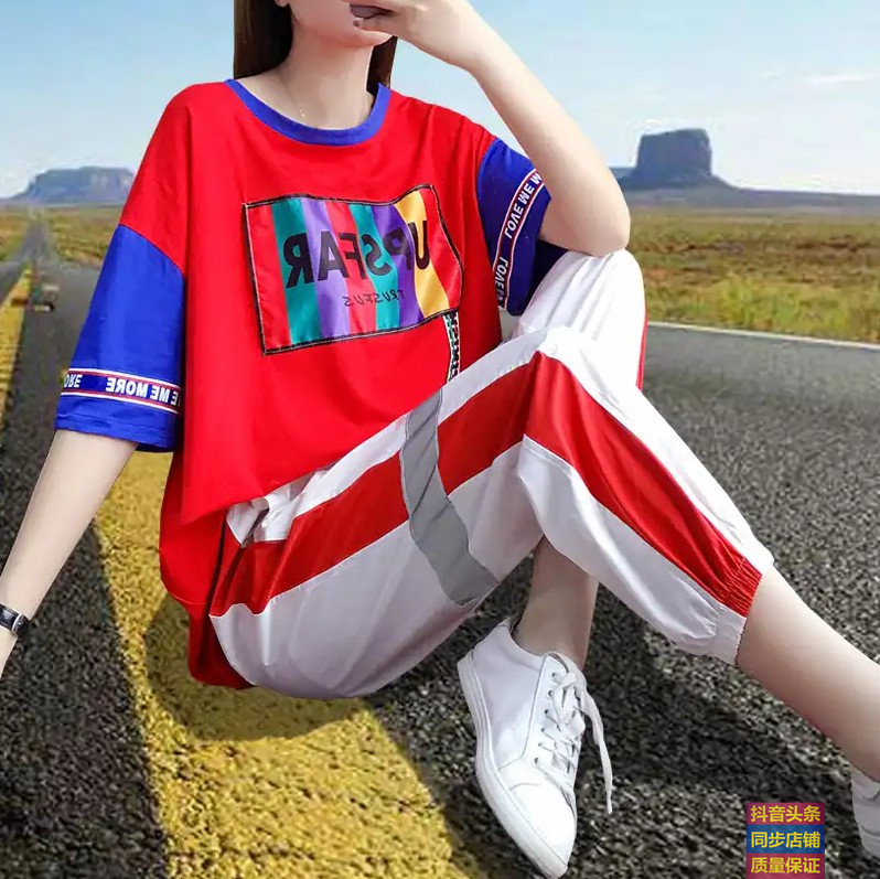 Kingfisher Pearl 2019 summer new pattern Easy leisure time motion Two suit Women's wear Flagshipin the Women's clothing/Boutique , Set/Student uniforms/Work uniforms , Leisure sports suit category - from Buy2taobao.com to provide professional Taobao agent buy service