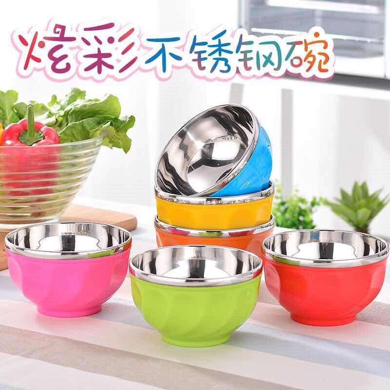 家用飯碗不鏽鋼餐具雙層隔熱彩色成人大號面碗防燙耐摔加厚百合碗在類目 餐飲具, 餐具, 碗中 - 來自Buy2taobao.com提供專業的淘寶代購服務