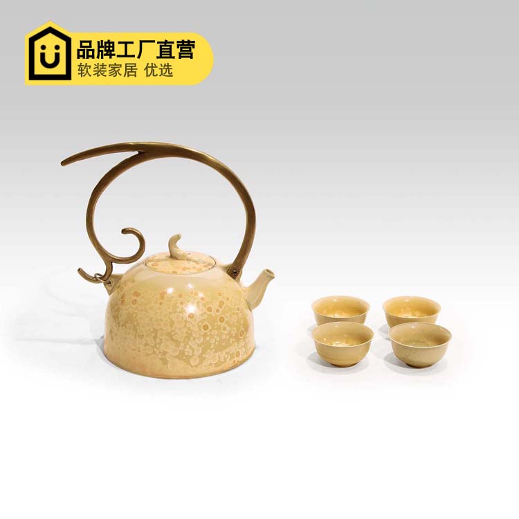 样板房茶具整套装饰品 手工窑变粗陶瓷茶壶茶杯 深灰色新中式摆件|msdalam kategori Aksesori rumah, hiasan - dari Buy2taobao.com untuk memberikan perkhidmatan ejen Taobao profesional membeli