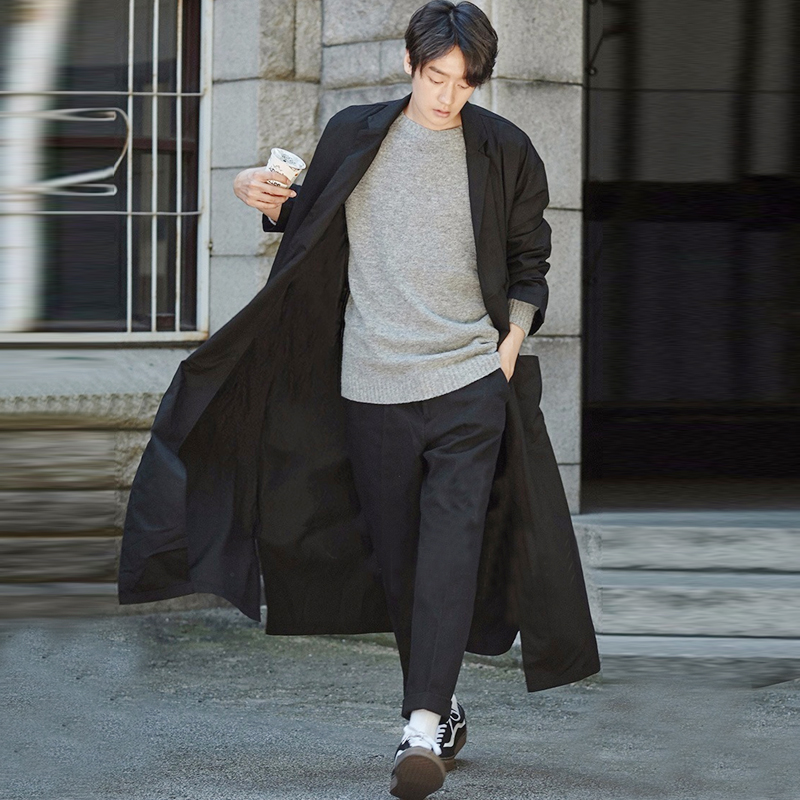西俊2019春秋新款男风衣韩版系带宽松休闲厚款超长款青年大衣外套在类目 男装, 风衣中 - 来自Buy2taobao.com提供专业的淘宝代购服务