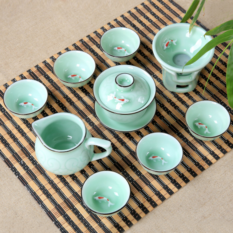 青瓷鯉魚茶杯花茶普洱茶紅茶杯套裝茗茶杯小茶碗酒杯陶瓷功夫茶具在類目 餐飲具, 茶具, 功夫茶具中 - 來自Buy2taobao.com提供專業的淘寶代購服務