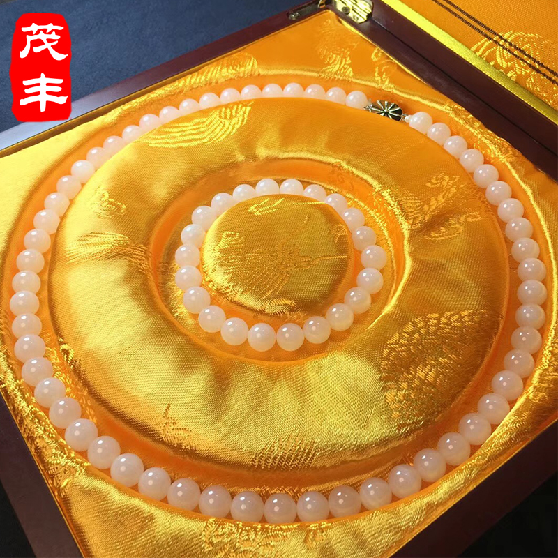 Hainan Natural jade Hand string 8mm Necklace clavicle Bracelet suit High-end Wooden box Giftsin the Accessories/Fashion Jewelry, Bracelets category - from Buy2taobao.com to provide professional Taobao agent buy service