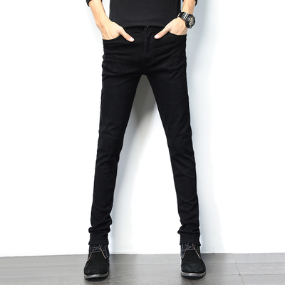 秋冬款加绒牛仔裤男士修身小脚裤韩版潮流冬季加厚带绒保暖男裤子