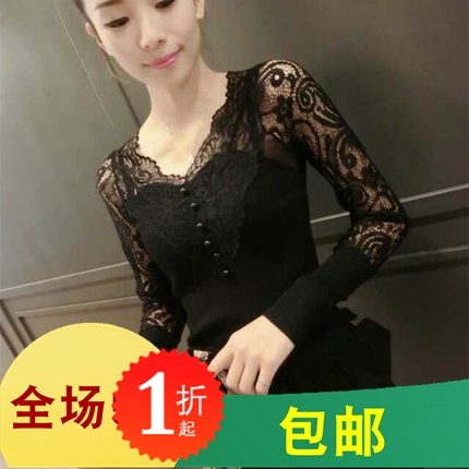 2019 Female models Autumn fashion Base coat Lace Long sleeve jacket spring and autumn Versatile Temperament ladyin the Women's clothing/Boutique , Lace shirt/Chiffon shirt category - from Buy2taobao.com to provide professional Taobao agent buy service