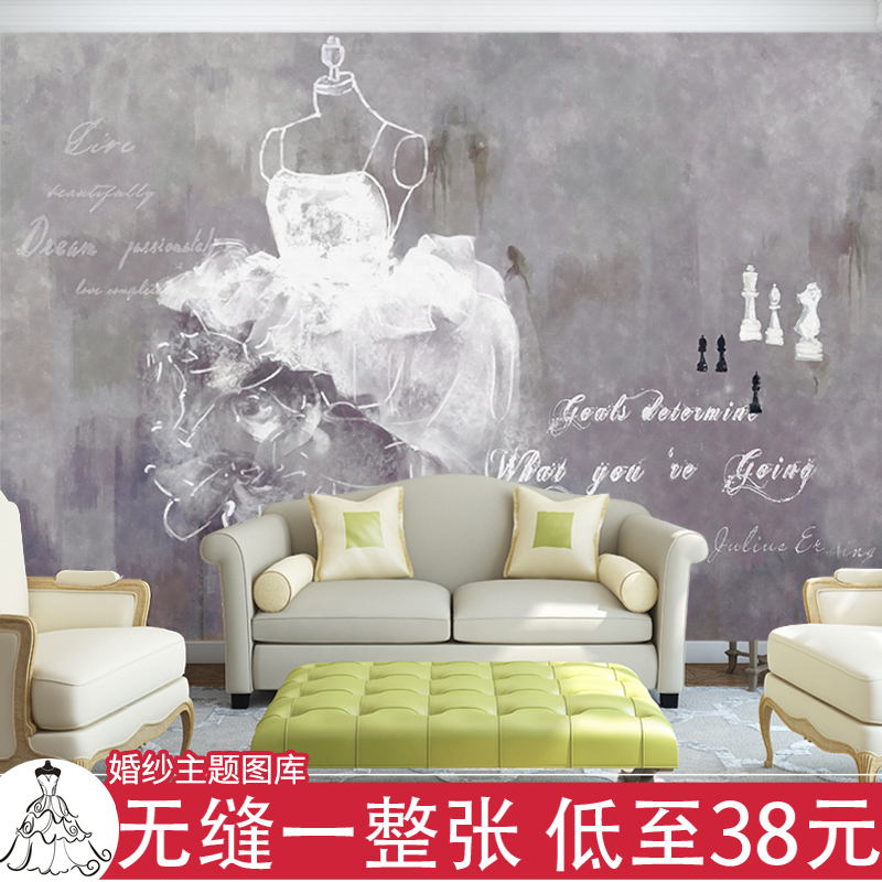 Wedding shop wallpaper Hand drawn Art Retro fashion Entrance Background wall mural customized Women's wear couture wallpaperin the Decoration main material , Wallpaper , Custom mural category - from Buy2taobao.com to provide professional Taobao agent buy service