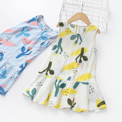 女童公主连衣裙子韩版洋气碎花童装夏中童女宝宝小女孩夏装背心裙