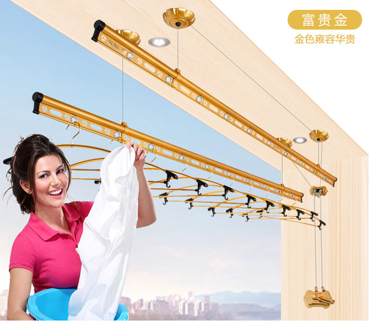 balcony Double rod racks Lifting Hand shake thickening Clothes drying pole Double pole automatic indoor Cooler racksin the Decoration main material , Racks/Rods , Lift racks category - from Buy2taobao.com to provide professional Taobao agent buy service