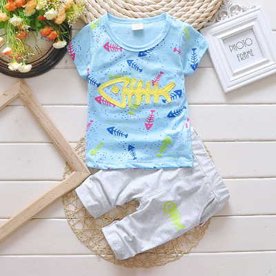 儿童短袖套装夏季婴儿童装男童卡通五分裤两件套休闲衣服宝宝夏装