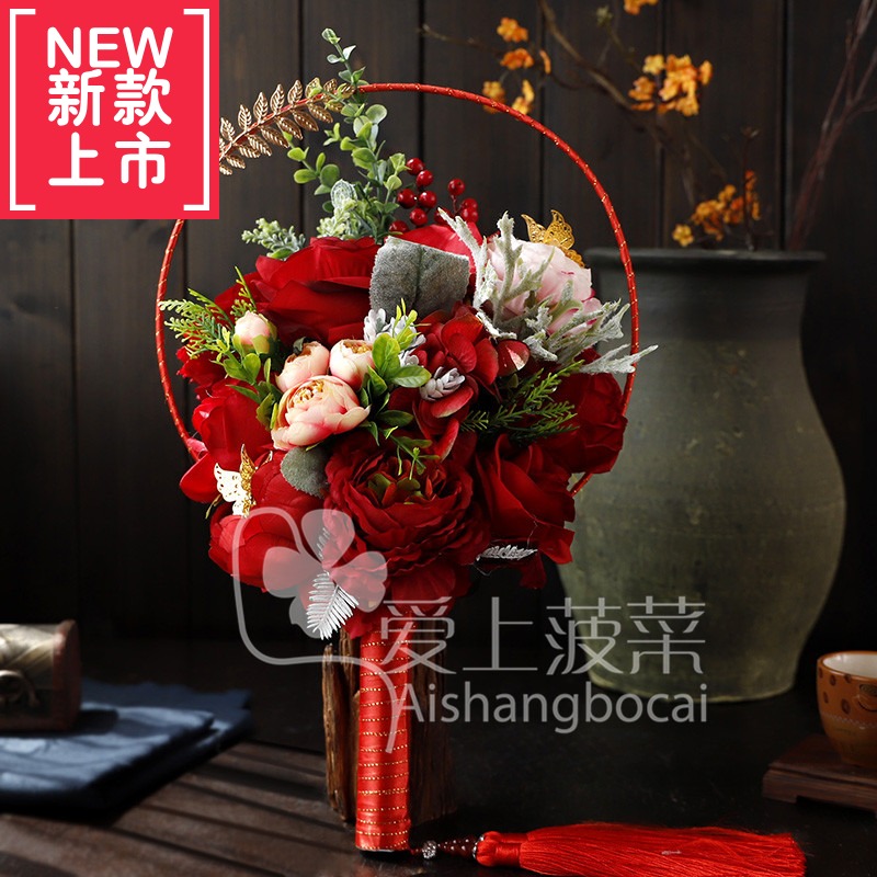 高档中式古装手花朵团扇子手捧花新娘结婚礼配饰秀禾服龙凤褂婚庆|msdalam kategori penghantaran bunga/bunga simulasi/tumbuhan berkebun, gubahan bunga perkahwinan, Pengantin perempuan memegang bunga - dari Buy2taobao.com untuk memberikan perkhidmatan ejen Taobao profesional membeli