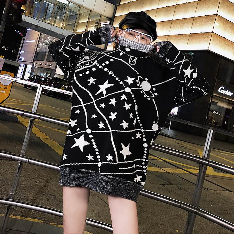 Tide brand in Hong Kong 2018 new pattern Easy sweater Socket Lazy thickening cec Mid length versionin the Women's clothing/Boutique , Sweaters category - from Buy2taobao.com to provide professional Taobao agent buy service