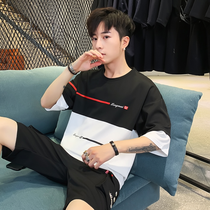 夏季短袖t恤套装男2019新款韩版潮流运动半袖休闲衣服短裤男夏装|ruв категории Мужская одежда, костюм, досуг, спортивный костюм - от Buy2taobao.com для оказания профессиональной услуги покупки агента Taobao