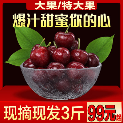 车厘子1级大果现货3斤顺丰包邮大连新鲜美早大樱桃水果山东烟台j4