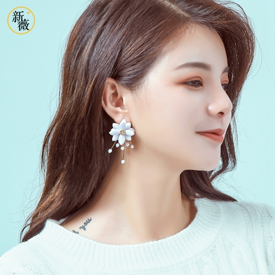 韩国版气质甜美花朵耳环女冷淡风夸张耳饰个性耳钉时尚百搭装饰品