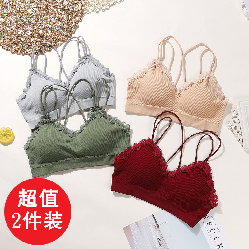 夏韩版美背交叉细肩带螺纹小吊带裹胸抹胸女内衣无钢圈纯色蕾丝边|ruв категории Женская одежда, Топика - от Buy2taobao.com для оказания профессиональной услуги покупки агента Taobao