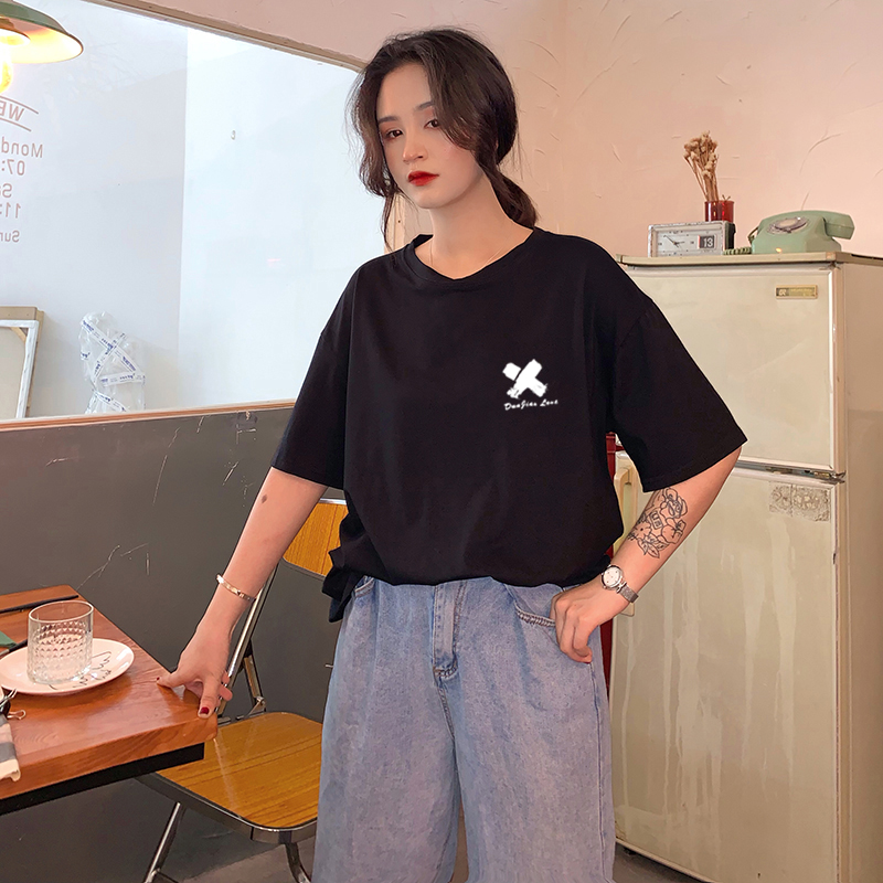 短袖t恤女ins潮2019夏装新款韩版宽松胖mm港风大码心机女半袖上衣|msdalam kategori Butik wanita / wanita, wanita saiz besar - dari Buy2taobao.com untuk memberikan perkhidmatan ejen Taobao profesional membeli