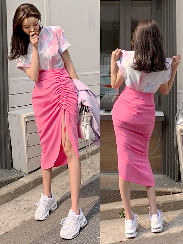 鬼鬼家 韩国代购 春夏新款 性感侧开叉褶皱抽绳设计半身裙女在类目 女装/女士精品, 半身裙中 - 来自Buy2taobao.com提供专业的淘宝代购服务