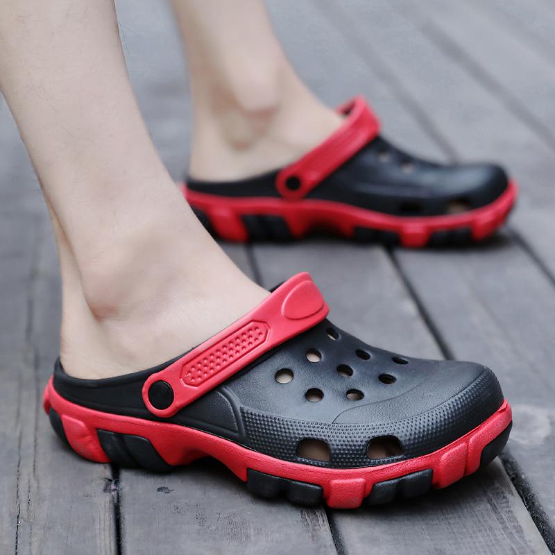 Sandals men 2018 summer new pattern soft sole Sandy beach Sandals non-slip The thickness of the bottom Hollow man Half dragged Crocsin the Men's Shoes, Sandals category - from Buy2taobao.com to provide professional Taobao agent buy service