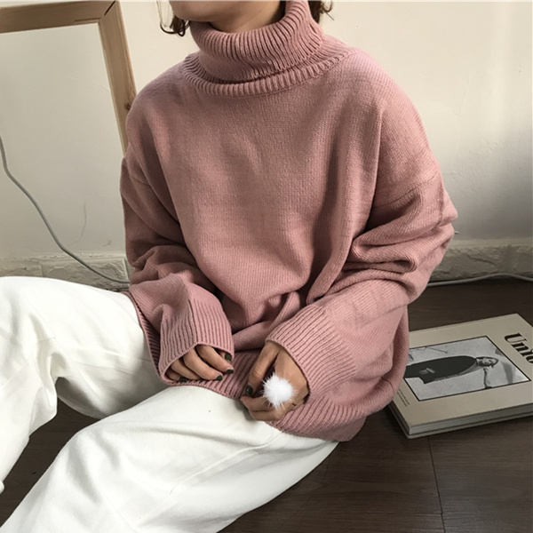 秋冬季韓版寬松百搭港味複古chic懶慵長袖高領套頭學生毛衣外套女在類目 女裝/女士精品, 毛衣中 - 來自Buy2taobao.com提供專業的淘寶代購服務