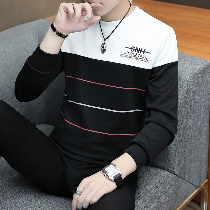 2019 spring and autumn man Long sleeve T-shirt T-shirts T-shirt Korean Edition Self cultivation Sweater Thin section clothes Chaopai men's wearin the Men's clothing, T-shirt category - from Buy2taobao.com to provide professional Taobao agent buy service