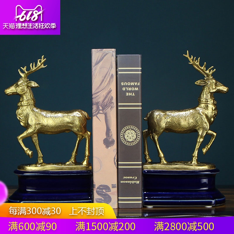 European style Retro bookends originality Decoration Office Study ornament Simplicity desktop Pure copper Elk Bookend Book byin the Home accessories , Decoration category - from Buy2taobao.com to provide professional Taobao agent buy service
