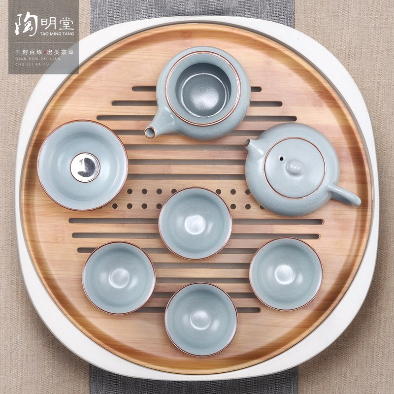 陶明堂汝窑功夫茶具套装 家用简约日系冰裂开片可养手工陶瓷茶具|ruв категории посуда, чайный сервиз, кунг - Фу, чайный сервиз - от Buy2taobao.com для оказания профессиональной услуги покупки агента Taobao