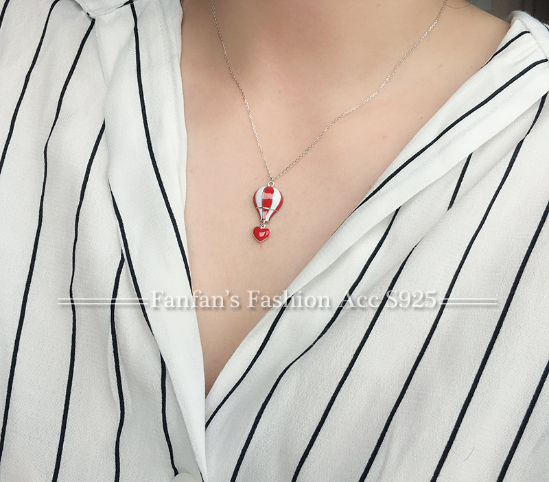 925 Sterling Silver Necklace gules love Hot Air Balloon clavicle the republic of korea Sweet temperament girl Versatilein the Accessories/Fashion Jewelry, Necklace category - from Buy2taobao.com to provide professional Taobao agent buy service