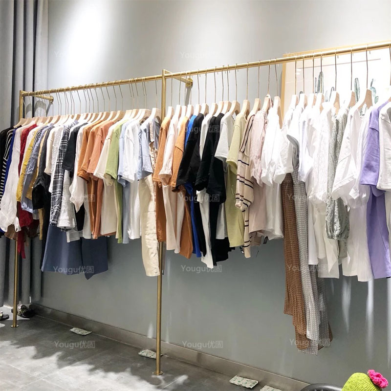 couture goods shelves Stainless steel Titanium color to ground Display rack Wall clothes Simplicity Rackin the Business/Office Furniture , Clothing store furniture , Clothing display category - from Buy2taobao.com to provide professional Taobao agent buy service