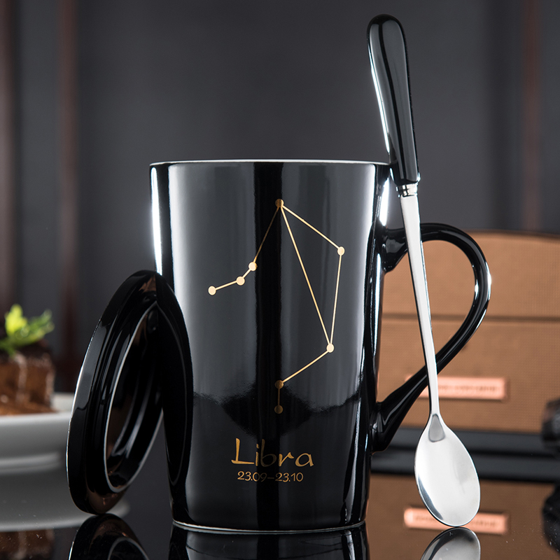 personality originality Water cup Zodiac Ceramic cup With cover lovers breakfast coffee Mug student teacupin the Tableware , Cup/Cups/Kettle , Mug category - from Buy2taobao.com to provide professional Taobao agent buy service