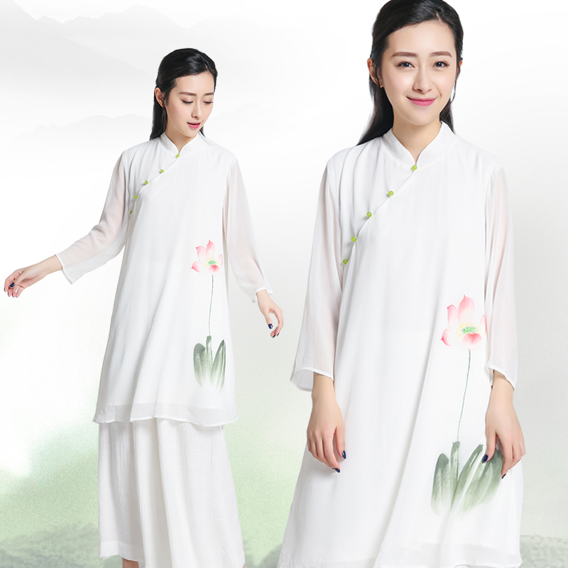 New products Tai Chi clothes Cotton and hemp Hand drawn Lotus Taiji boxing clothing summer Short sleeved Practice Costume Wu Jinin the Sports/Yoga/Fitness/Fans supplies , Taekwondo/Wushu/Fight , Tai Chi , Tai chi clothing category - from Buy2taobao.com to provide professional Taobao agent buy service