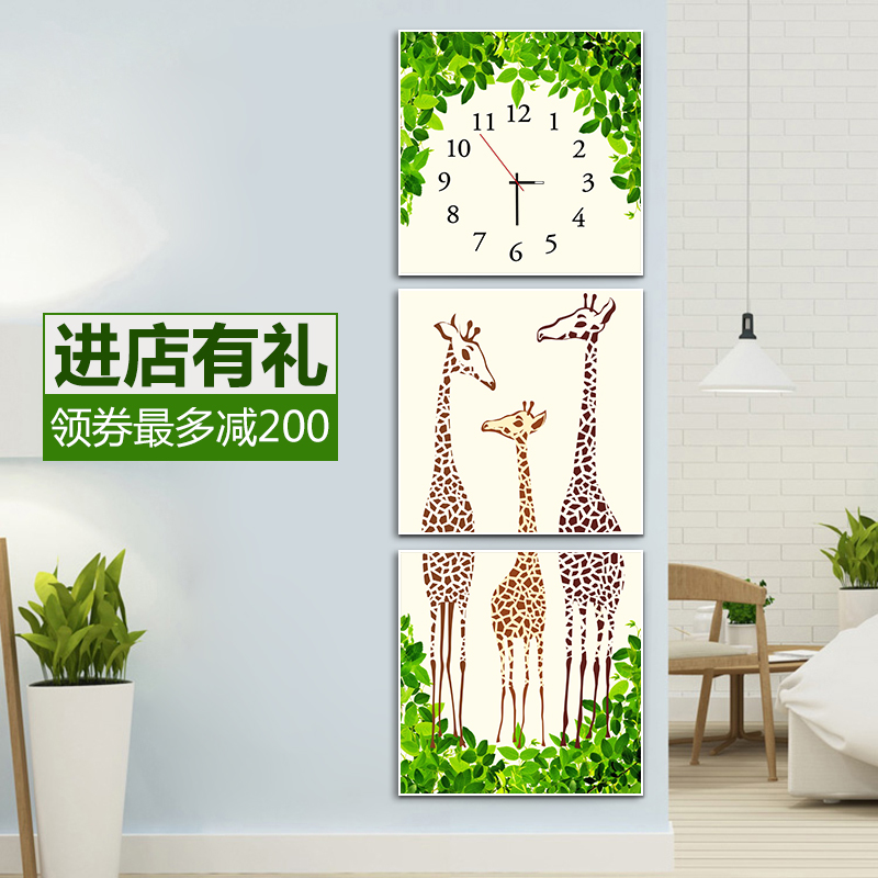 现代新中式客厅壁画竖版无框画走廊过道玄关三联挂画艺术油画钟表|ruв категории Домашний быт, декоративная живопись, без рамы картину настенные часы - от Buy2taobao.com для оказания профессиональной услуги покупки агента Taobao