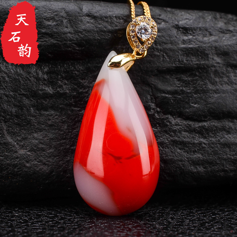天然正品金丝玉鸡血石玉吊坠原石戈壁玉女款水滴挂件玉坠毛衣链|ruв категории ювелирные изделия/алмаз/жадеит/золото, другие природные Джейд, монисто - от Buy2taobao.com для оказания профессиональной услуги покупки агента Taobao