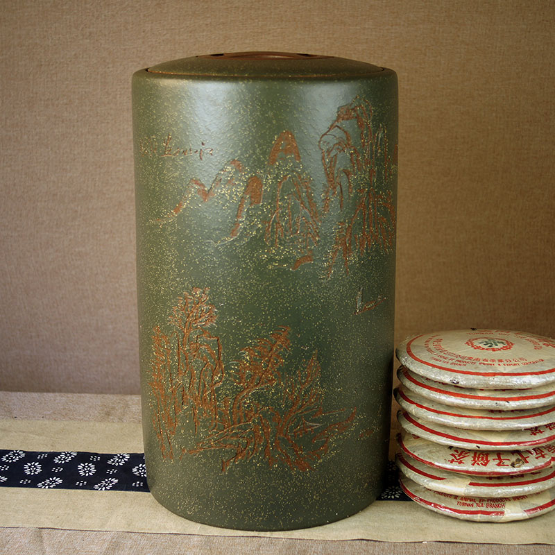 Yixing Tea Caddy Purple pottery Puer jar Ore Large Pure handwork Boutique ceramics Green mud Lotus Mugin the Tableware , Tea set , Tea caddy category - from Buy2taobao.com to provide professional Taobao agent buy service