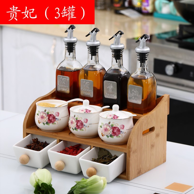厨房调料盒油盐套装欧式家用品玻璃油瓶组合陶瓷佐料调味罐多功能在类目 厨房/烹饪用具, 厨用小工具/厨房储物, 储物瓶罐/厨房储物器皿, 调味瓶罐中 - 来自Buy2taobao.com提供专业的淘宝代购服务