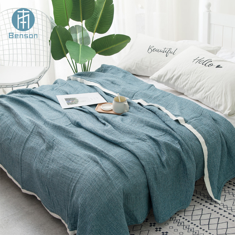 Imported Japanese pure cotton adult White edge four layers Gauze Towel student Four seasons Cotton Blanket lovers Nap blanketin the Bedclothes , Leisure blanket/Woolen blanket/Carpet category - from Buy2taobao.com to provide professional Taobao agent buy service