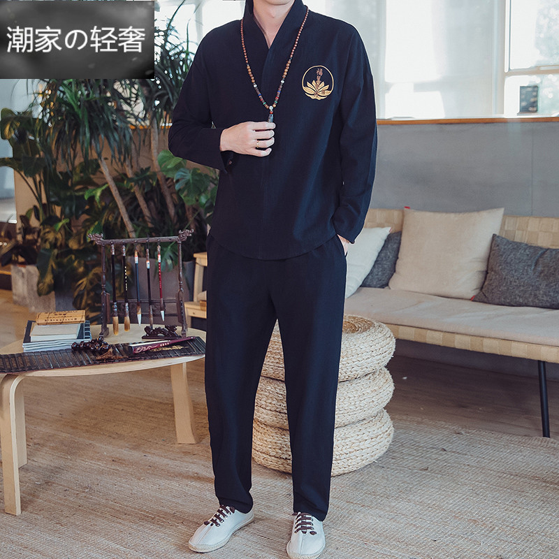 。2018秋季新款中國風複古個性刺繡休閑寬松長褲長袖男套裝大碼潮在類目 男裝, 民族服裝中 - 來自Buy2taobao.com提供專業的淘寶代購服務