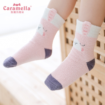 caramella 宝宝地板袜纯棉秋冬儿童中筒袜男童女童加厚新生儿袜子