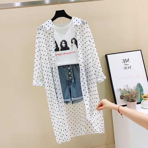 De la Cho 2019 summer new pattern Korean Edition Easy Wave Chiffon shirt Sense of design A small minority shirt Sunscreenin the Children/Baby/Family fitted , Other category - from Buy2taobao.com to provide professional Taobao agent buy service