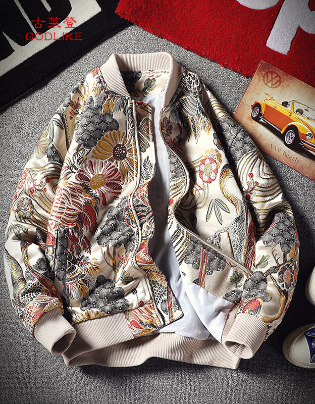 Gu Laideng Chinese style Red-crowned crane Embroidery ulzzang Autumn motion coat man Add fertilizer XL ins Exceedin the Men's clothing, Jacket category - from Buy2taobao.com to provide professional Taobao agent buy service