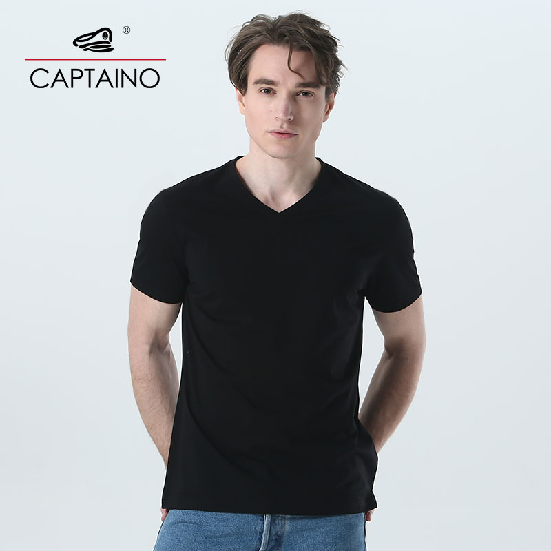 CAPTAINO/凯普狄诺夏季男士修身短袖V领t恤纯色上衣TXY1310/1311|msdalam kategori Pakaian Lelaki, baju-T - dari Buy2taobao.com untuk memberikan perkhidmatan ejen Taobao profesional membeli