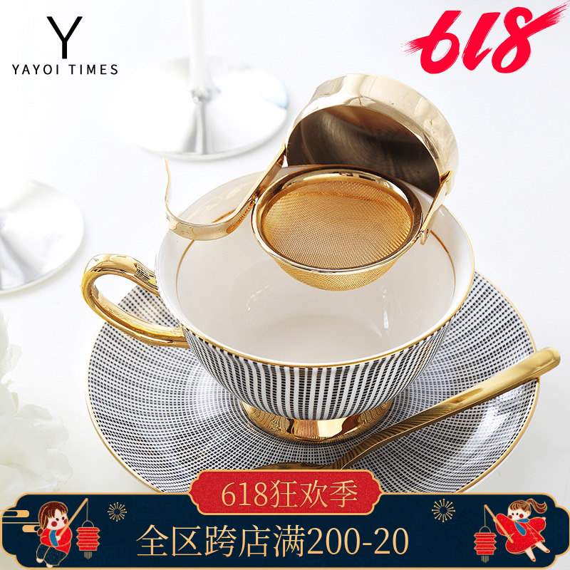 弥生时代轻奢黑竖纹金边陶瓷咖啡杯碟套装家用简约下午茶骨瓷茶杯|ruв категории посуда, кофе, кофе - от Buy2taobao.com для оказания профессиональной услуги покупки агента Taobao
