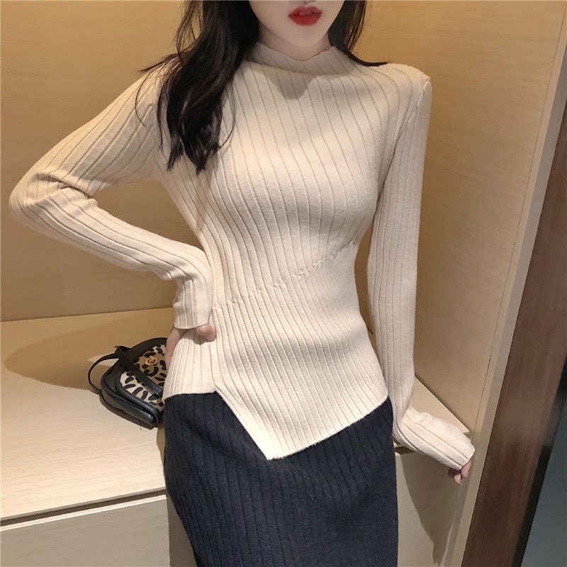 Autumn and winter new pattern Irregular design Pit stripe sweater Sweater Half a Self cultivation Long sleeve Base coat jacketin the Women's clothing/Boutique , Wool sweater category - from Buy2taobao.com to provide professional Taobao agent buy service