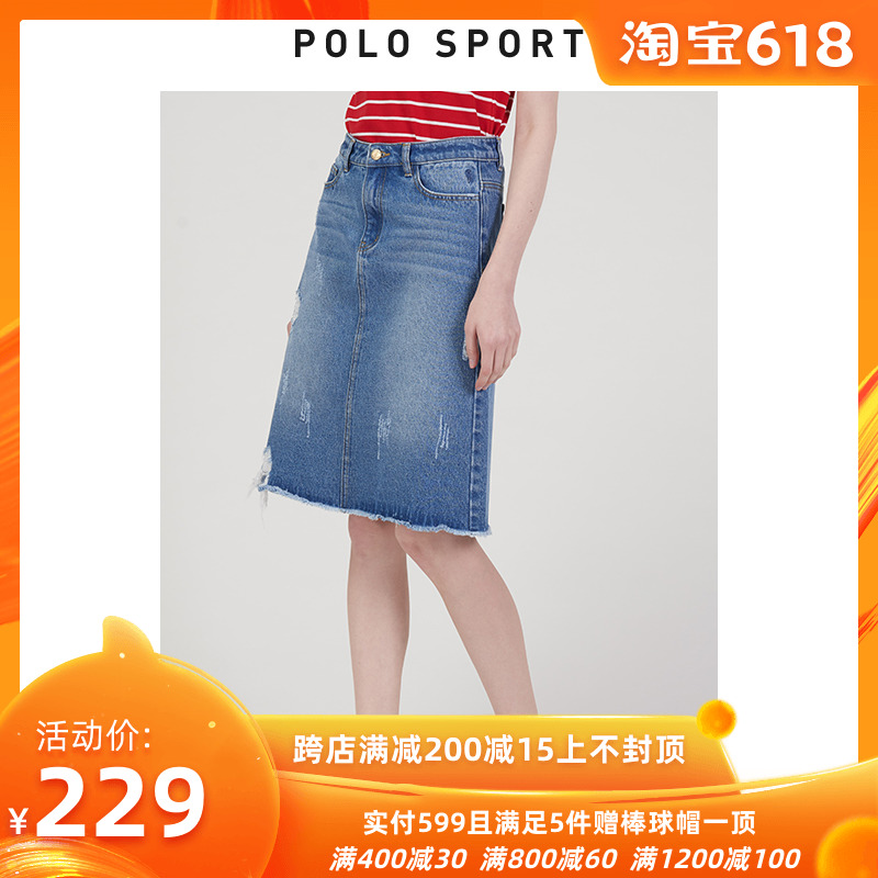 polo sport2019 pure cotton cowboy skirt summer new pattern blue Retro hole A word skirt Short skirtin the Women's clothing/Boutique , Skirts category - from Buy2taobao.com to provide professional Taobao agent buy service