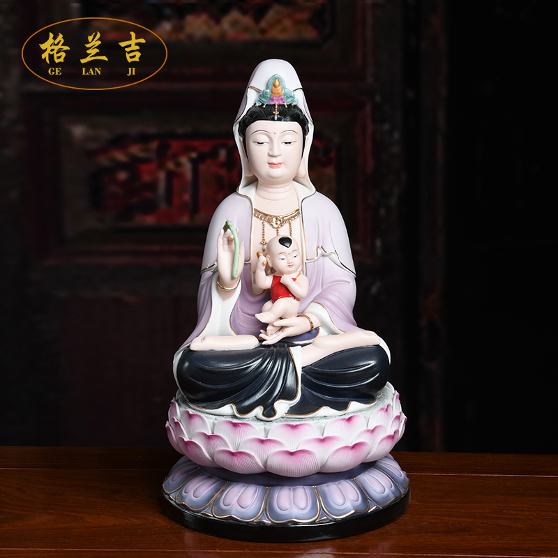 ceramics Sitting on a lotus Goddess of Mercy ceramics Buddha statue SongZi Kannon household Worship Safety Praying Decorationin the Home accessories , Decoration category - from Buy2taobao.com to provide professional Taobao agent buy service